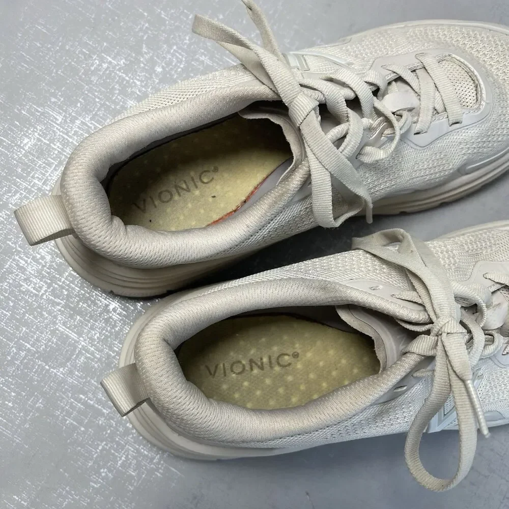 Vionic Womens Walk Max Chunky Sneakers 10.5 Wide Cream‎ Minimalist Arch Support